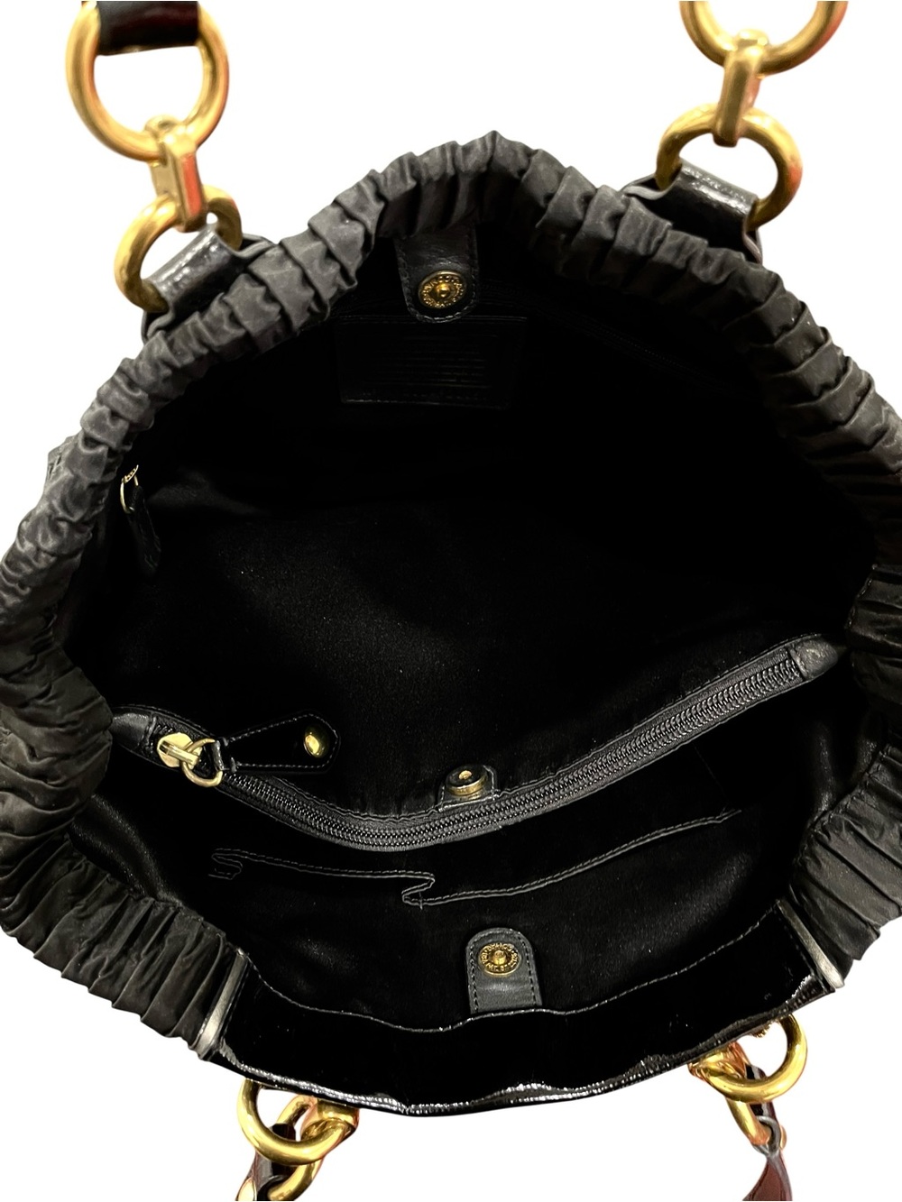 Coach Ashley Black Gathered Satin Satchel Bag 2012 NWOT #H1282-F20050 - Picture 10 of 16